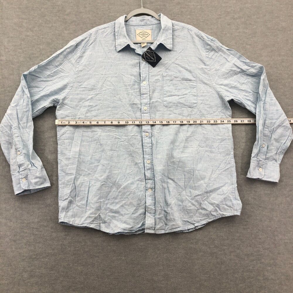 St. John's Bay Button Shirt Mens XXL Linen Blend Slim Fit Striped Long Sleeve - Picture 9 of 16